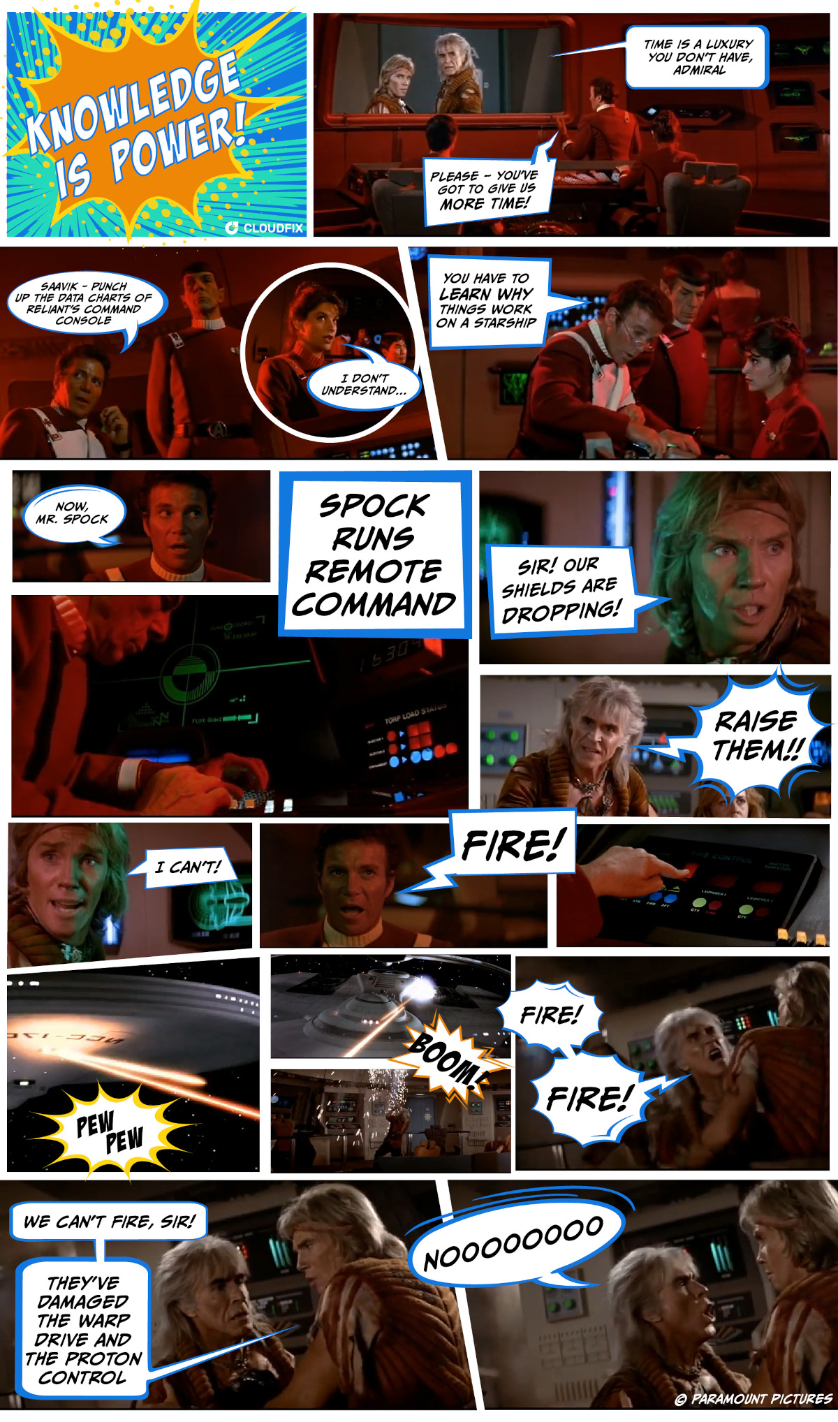 Click to enlarge Scene from Star Trek II: The Wrath of Khan in form of a comic strip