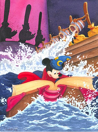 Mickey Mouse with his magical automated broomsticks