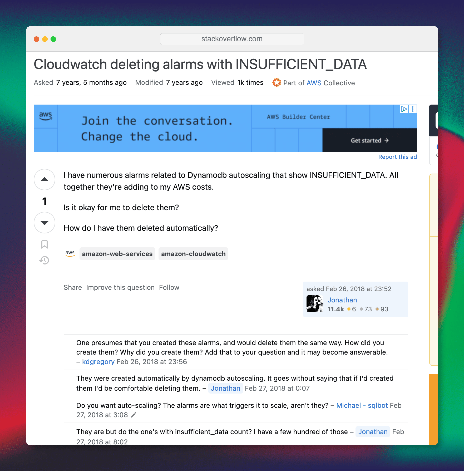 Cloudwatch deleting alarms with INSUFFICIENT_DATA