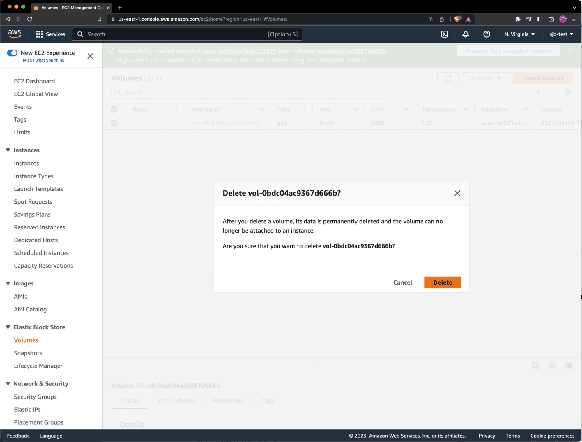 Confirm deletion